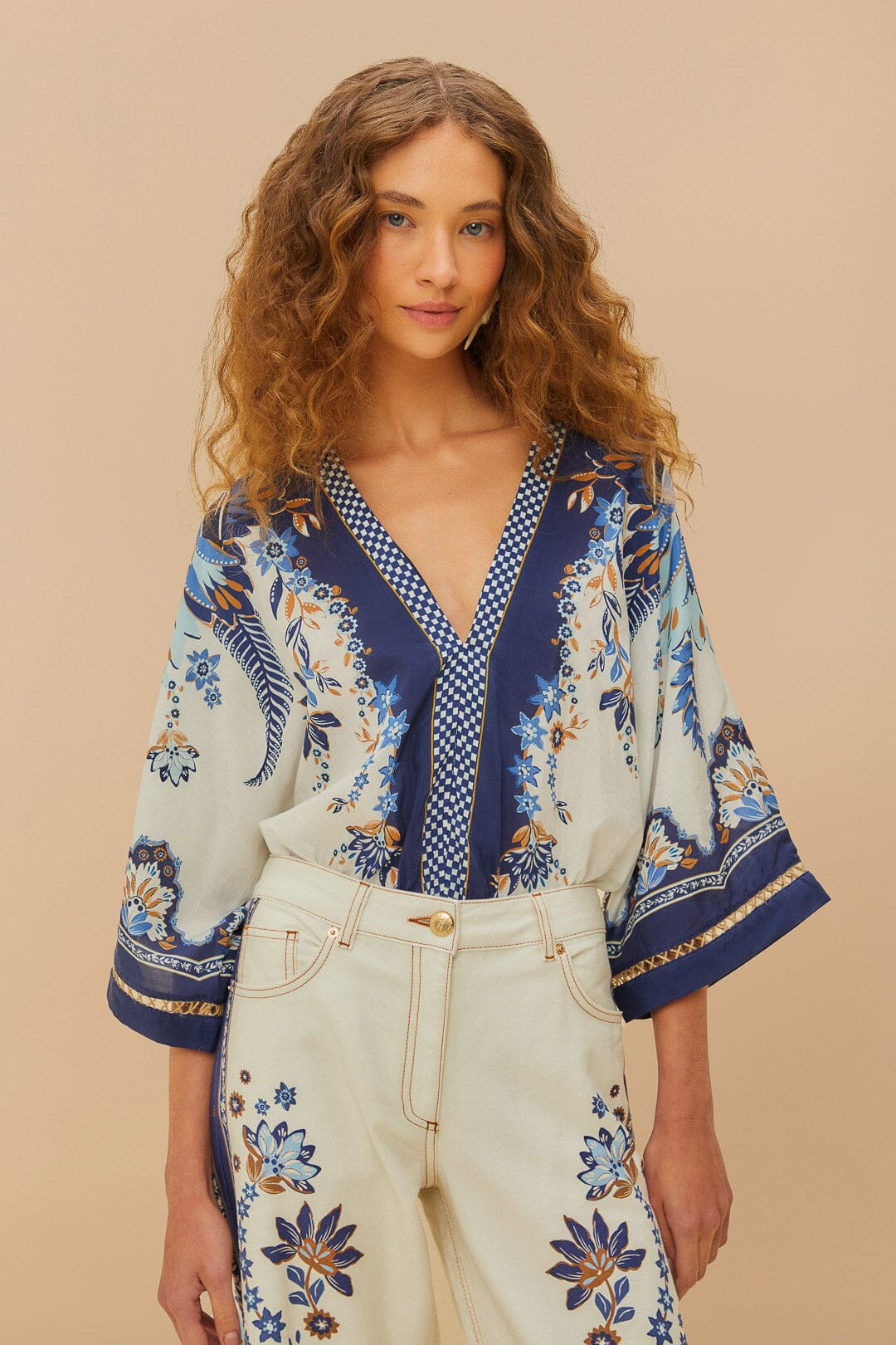 Off-White Ana Tapestry Kimono Bodysuit