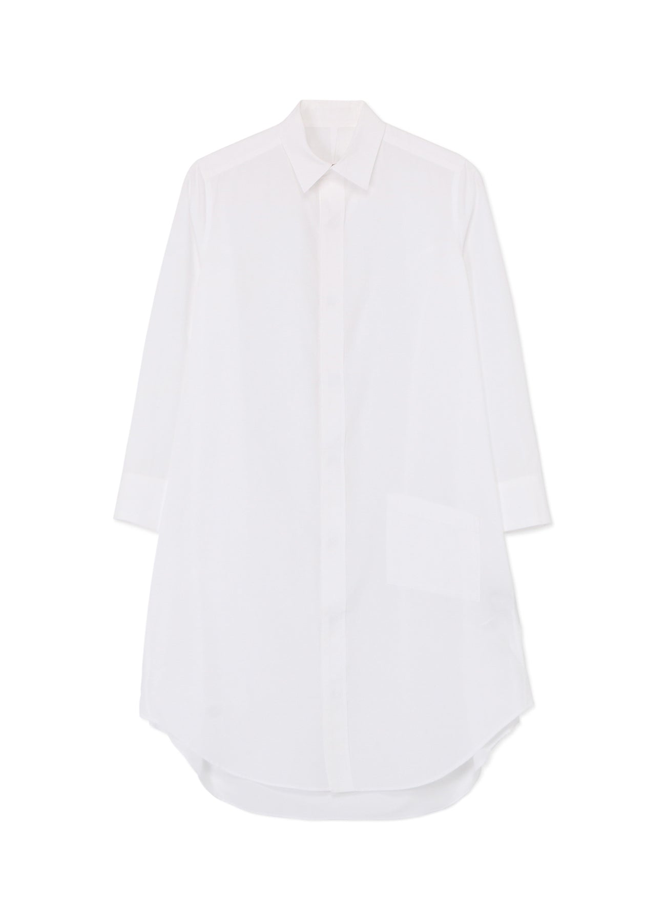 COTTON BROADCLOTH BALLOON SILHOUETTE SHIRT DRESS WITH BOX POCKET