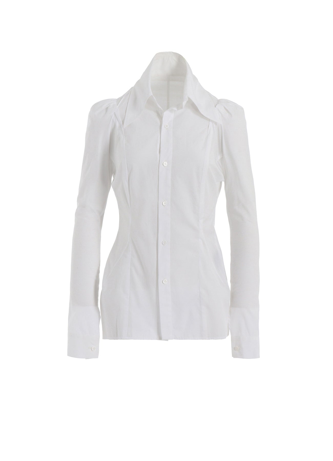 COTTON BROAD PUFF SLV SLIM FIT BLOUSE