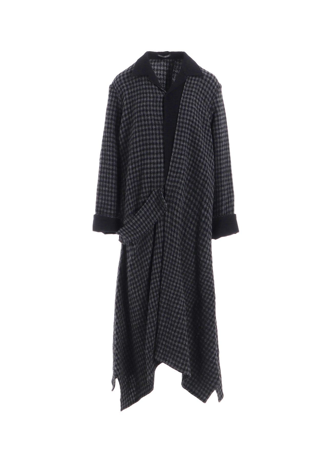 SMALL HOUNDSTOOTH R DRAPE DETAIL SHIRT DRESS