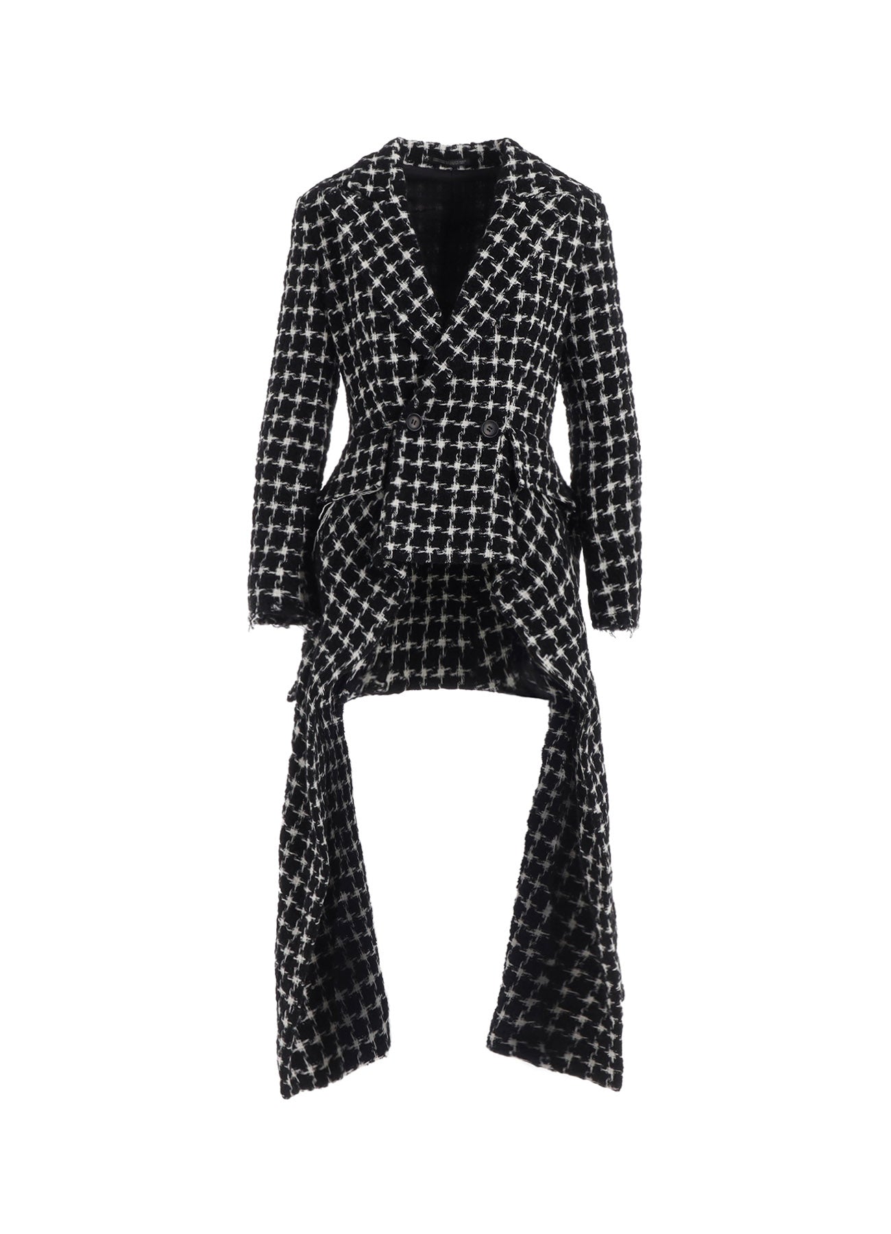 B&W HOUNDSTOOTH DRAPED PEAKED JACKET