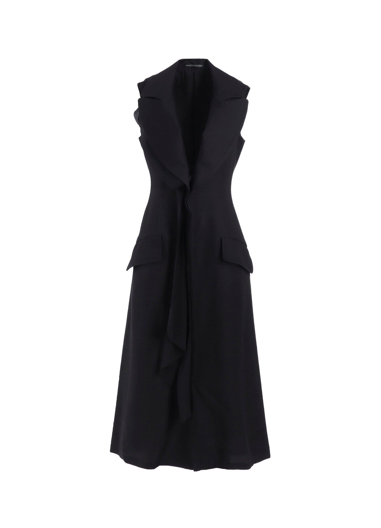S/W TWILL FRONT DRAPED SLEEVELESS DRESS