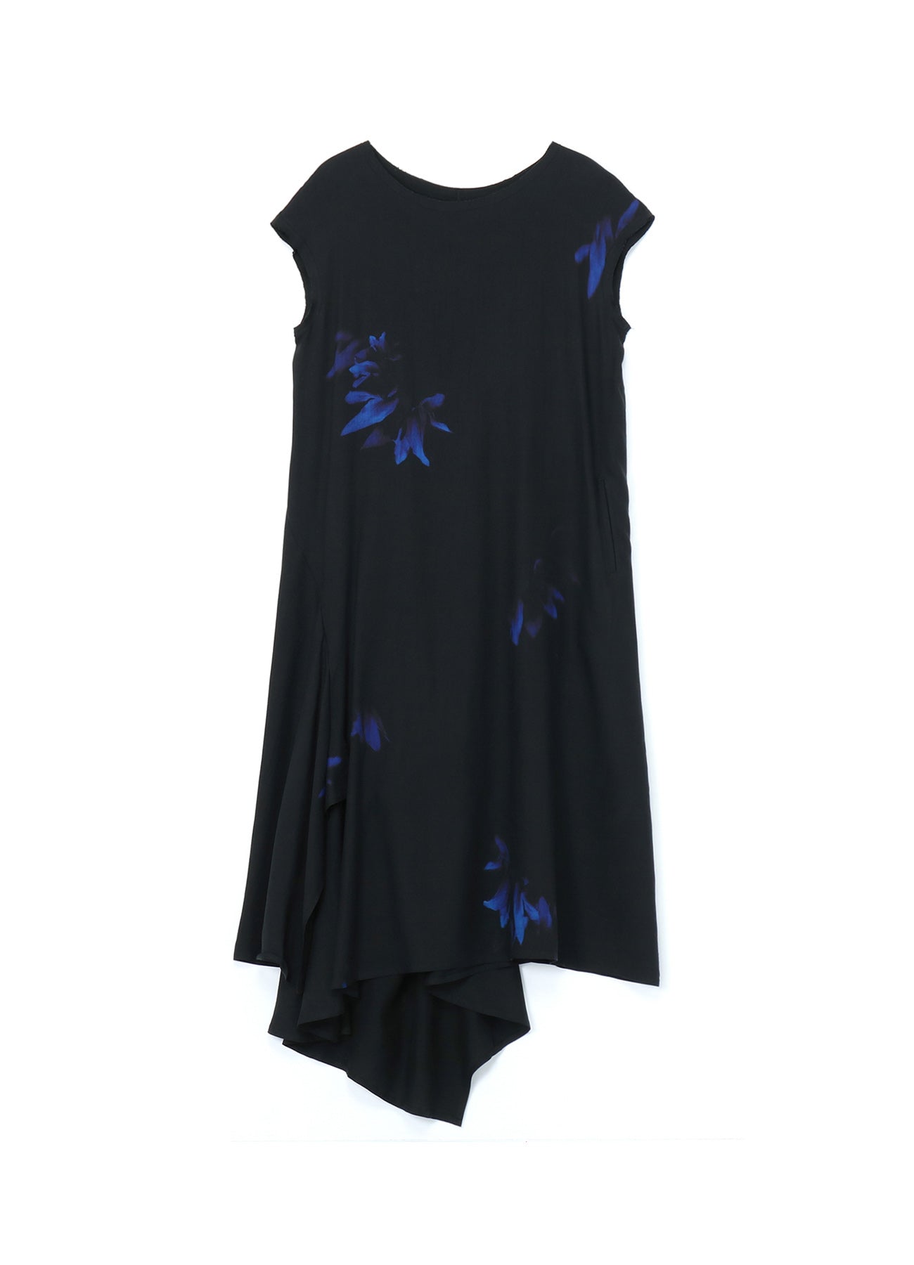 BLUE LILIES PRINT SLEEVELESS DRESS