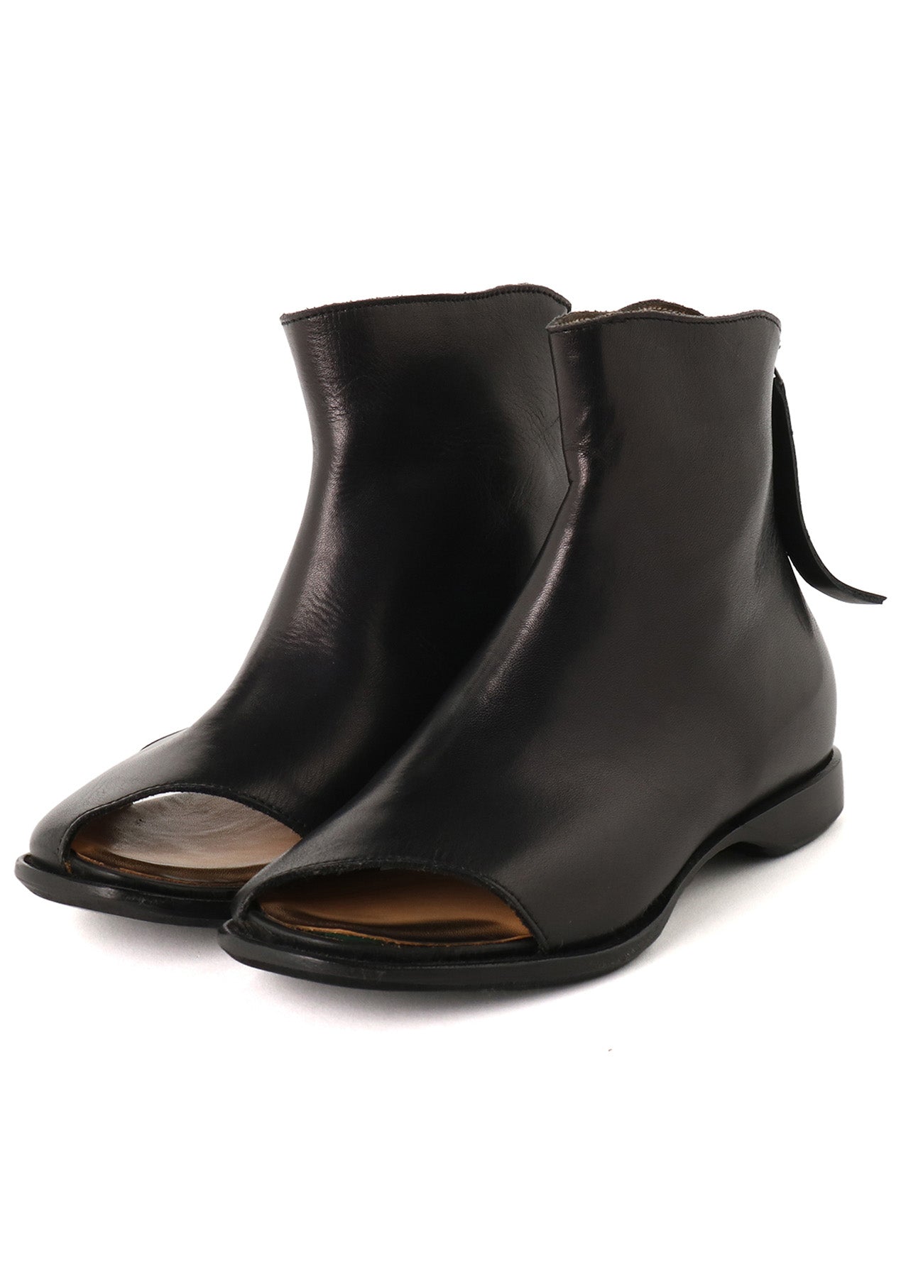 WAXED CALF CROPPED OPEN BOOTS