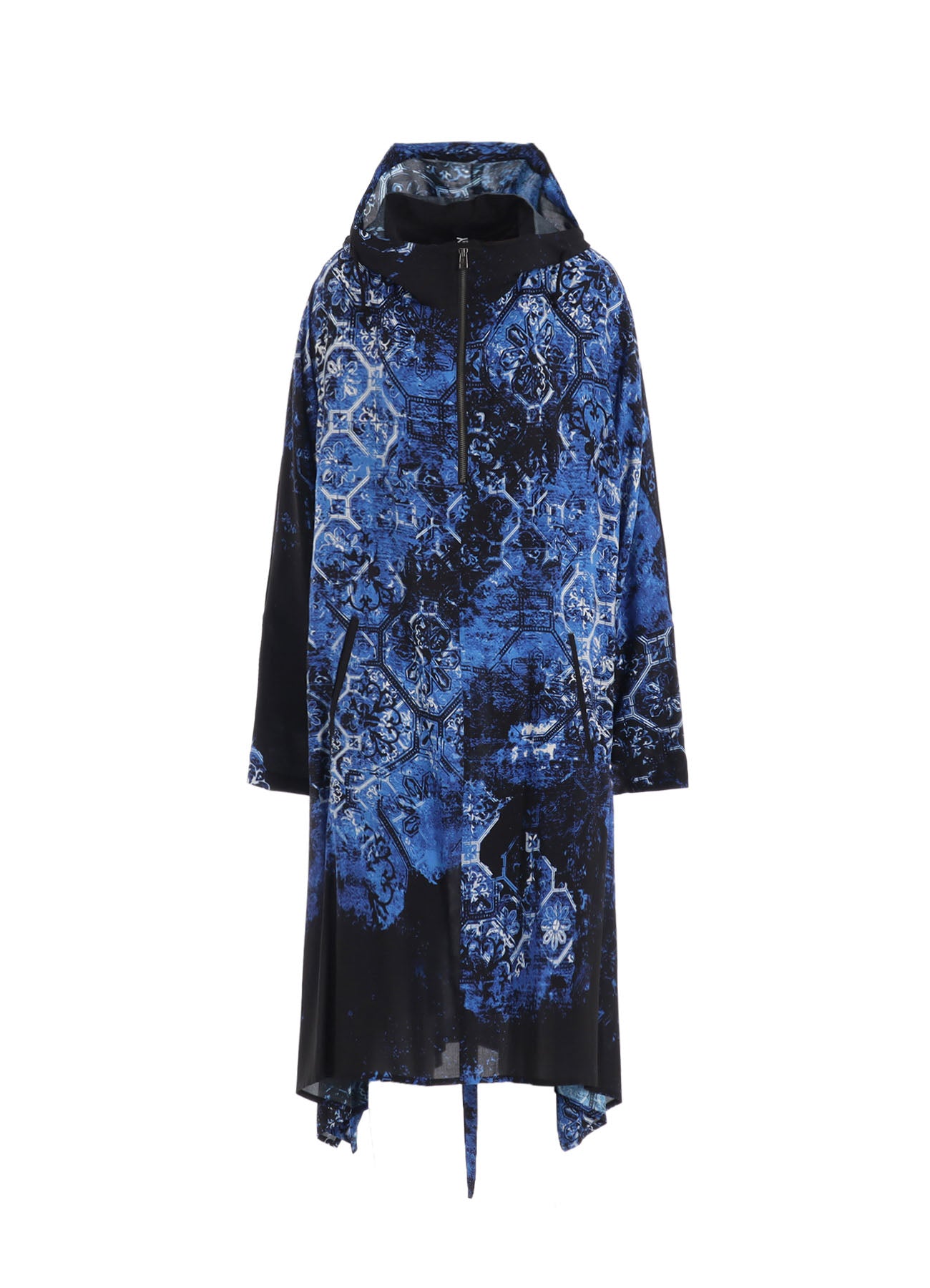 RAYON PRINT TILE PATTERN SIDE CUT-OUT DRESSES