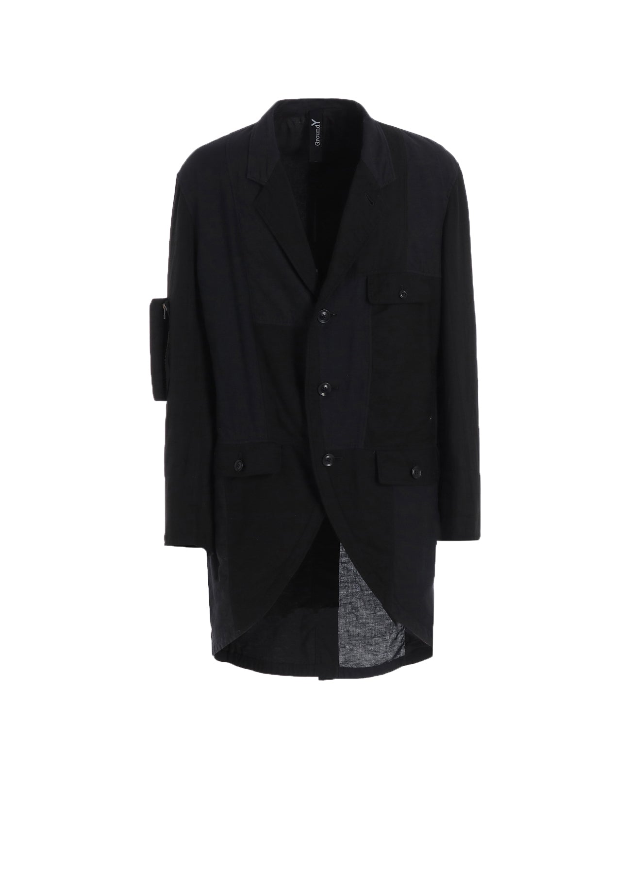 CUBISM PATCHWORK  PRODUCT DYED SWITCHING FRONT HEM WIDE CUT JACKET