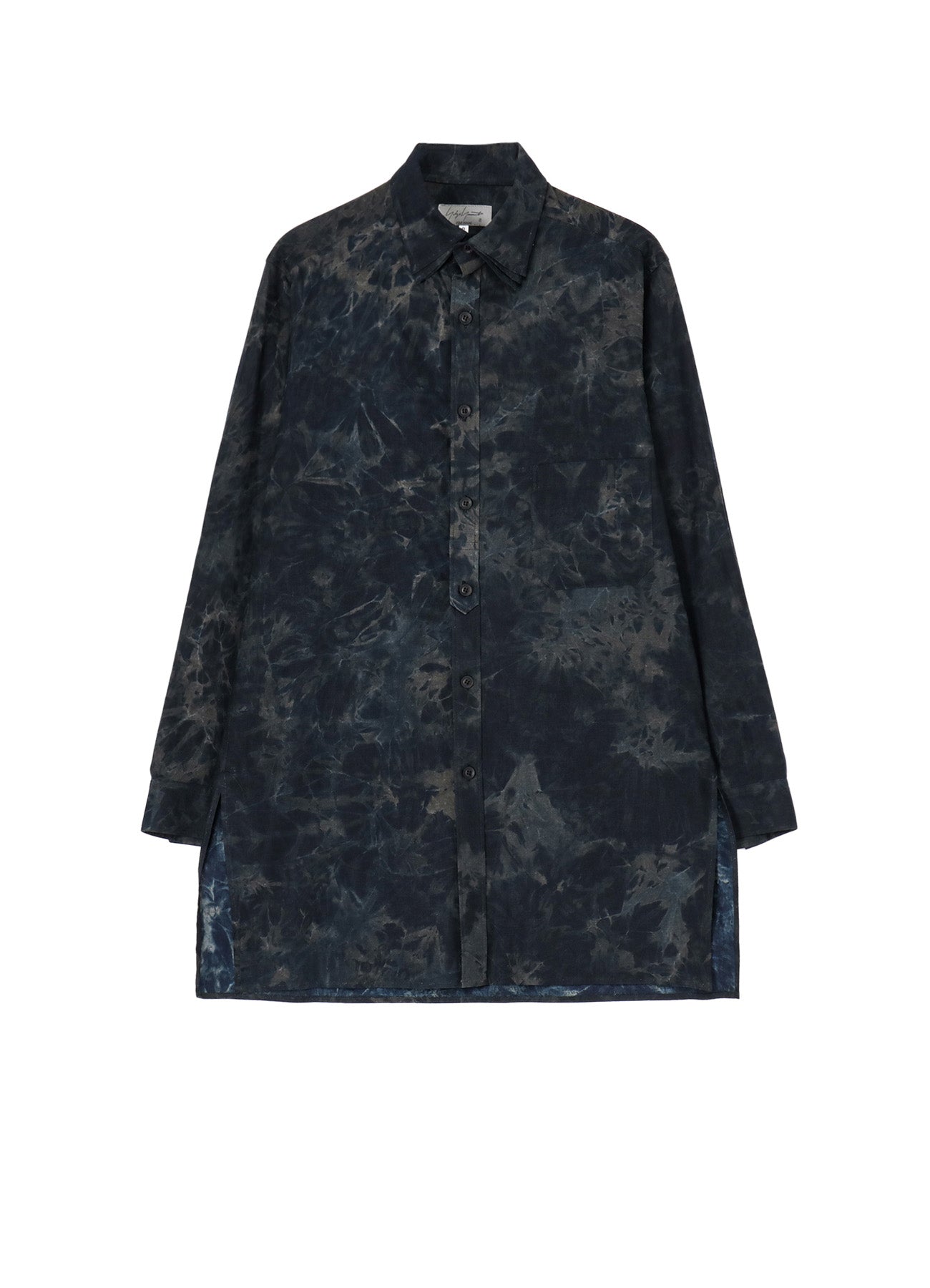 COTTON LINEN SHEETING INK PLACKET TAB TRIPLE COLLAR BLOUSE