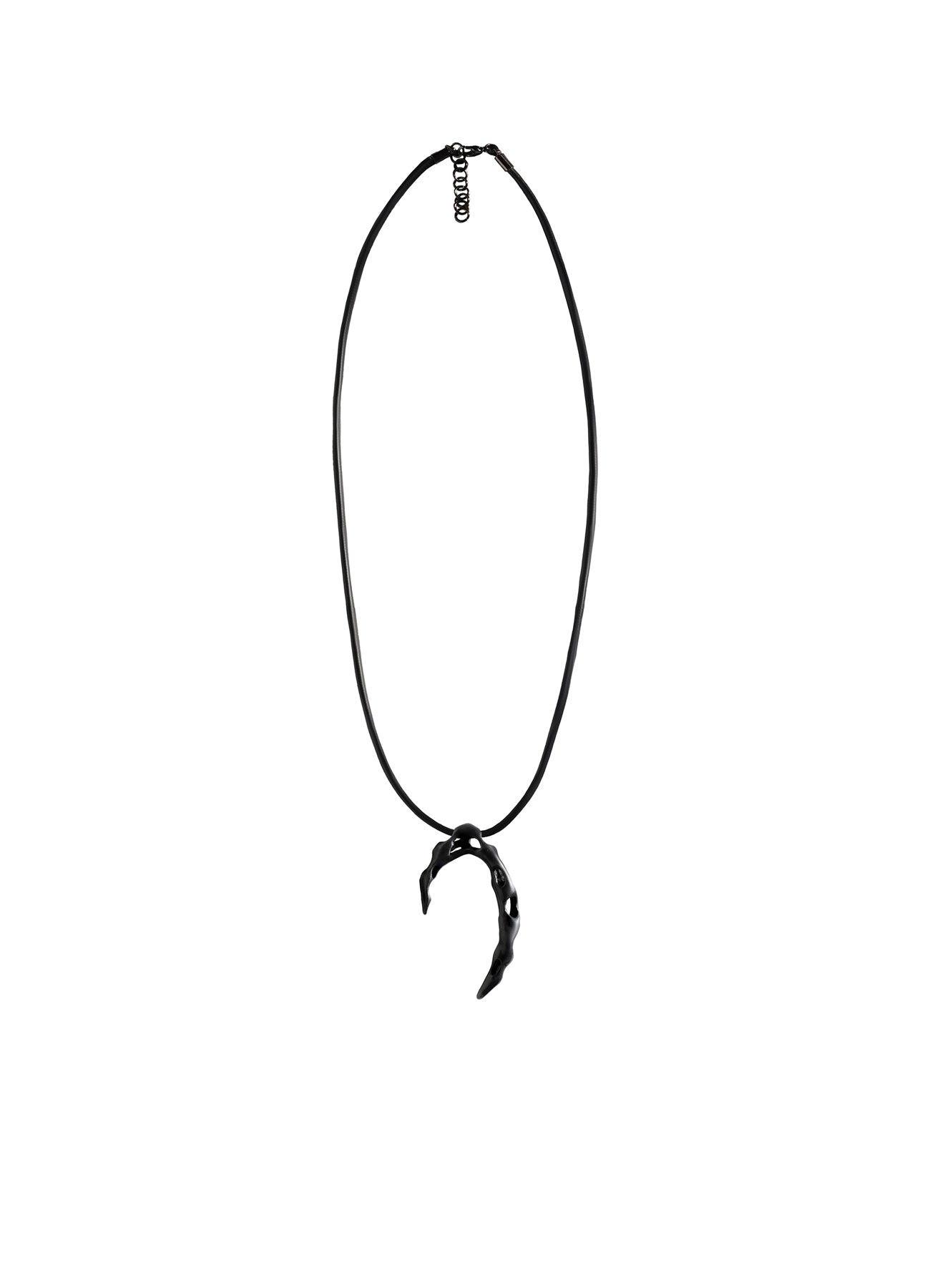 TIN ALLOY/LEATHER CAUSTICS PENDANT/BLACK