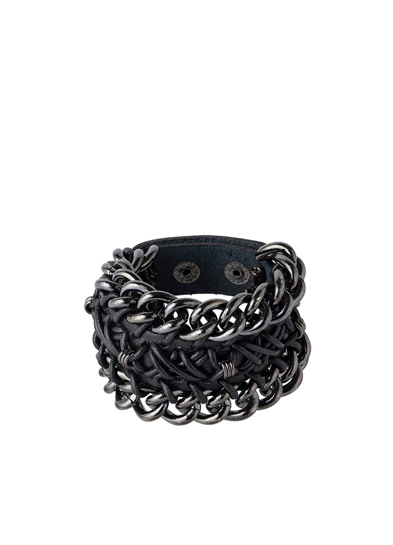 LEATHER BRASS BKNI ANARCHY BRACELET