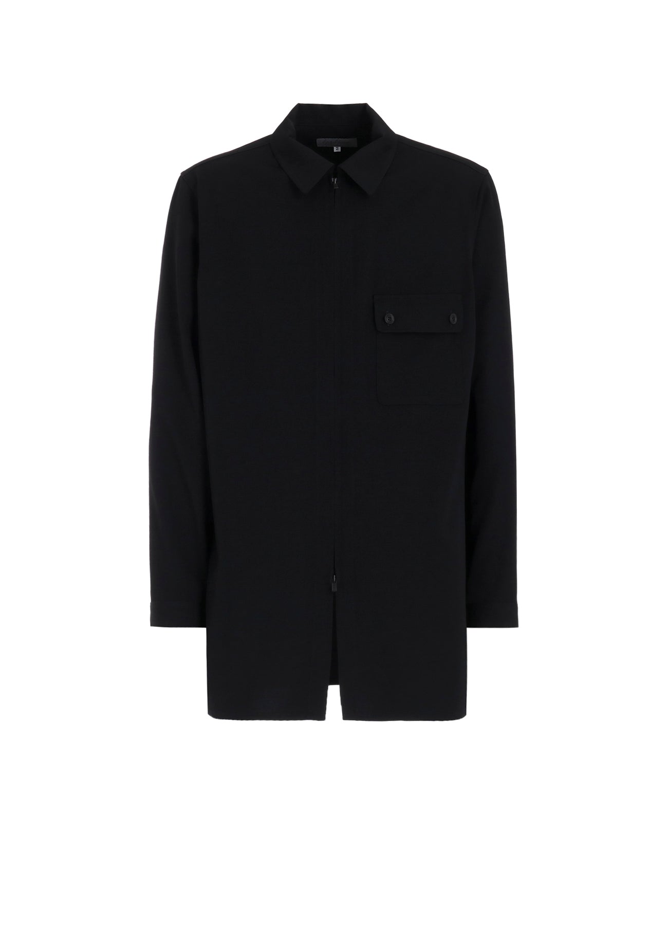 WOOL GABARDINE FRONT ZIP BLOUSE