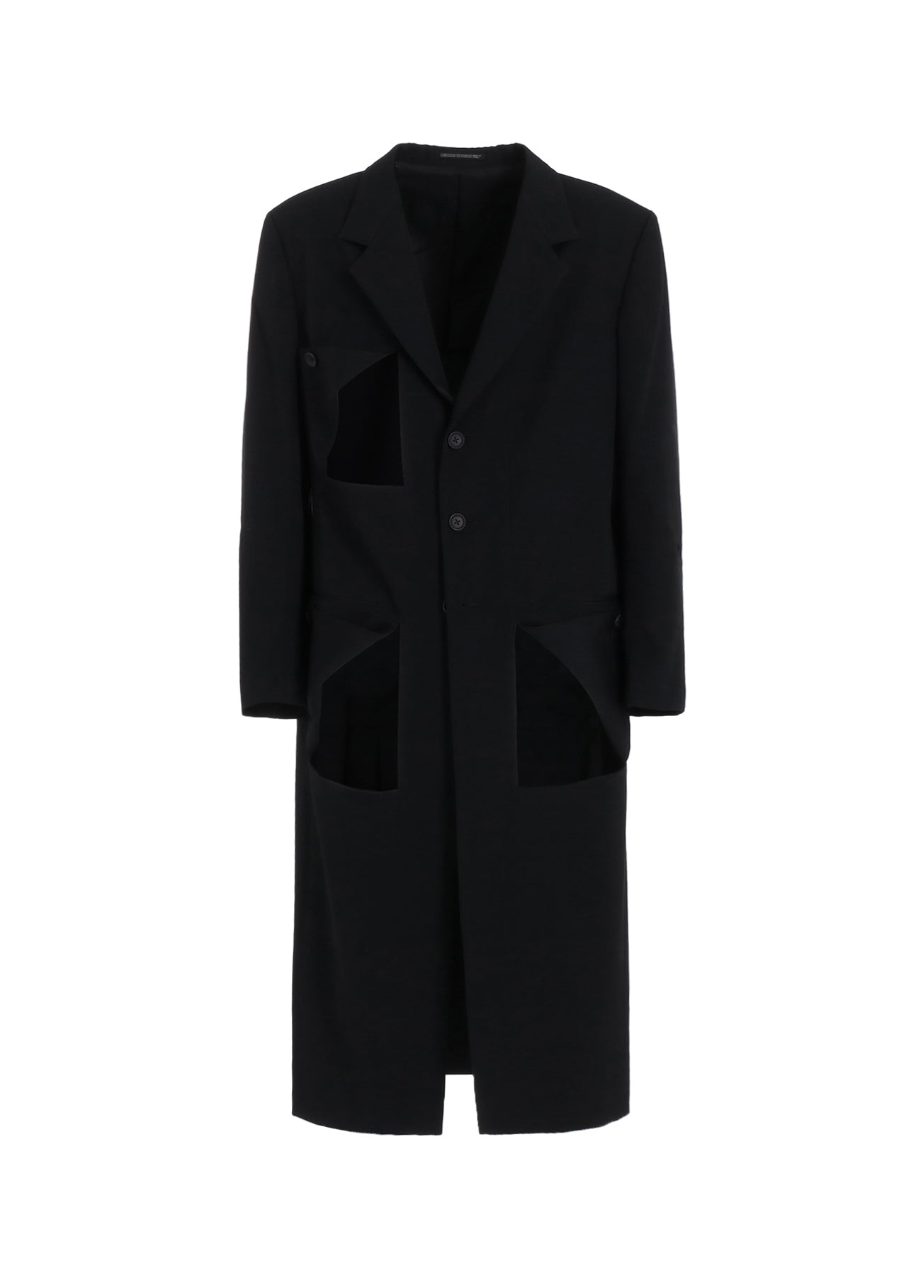 WOOL GABARDINE DIAGONAL BUTTON LONG JACKET