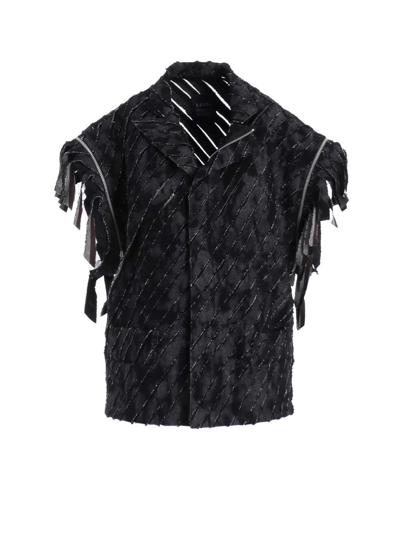 DENIM WITH SLASH DETAIL CUFFS ZIP JACKET B