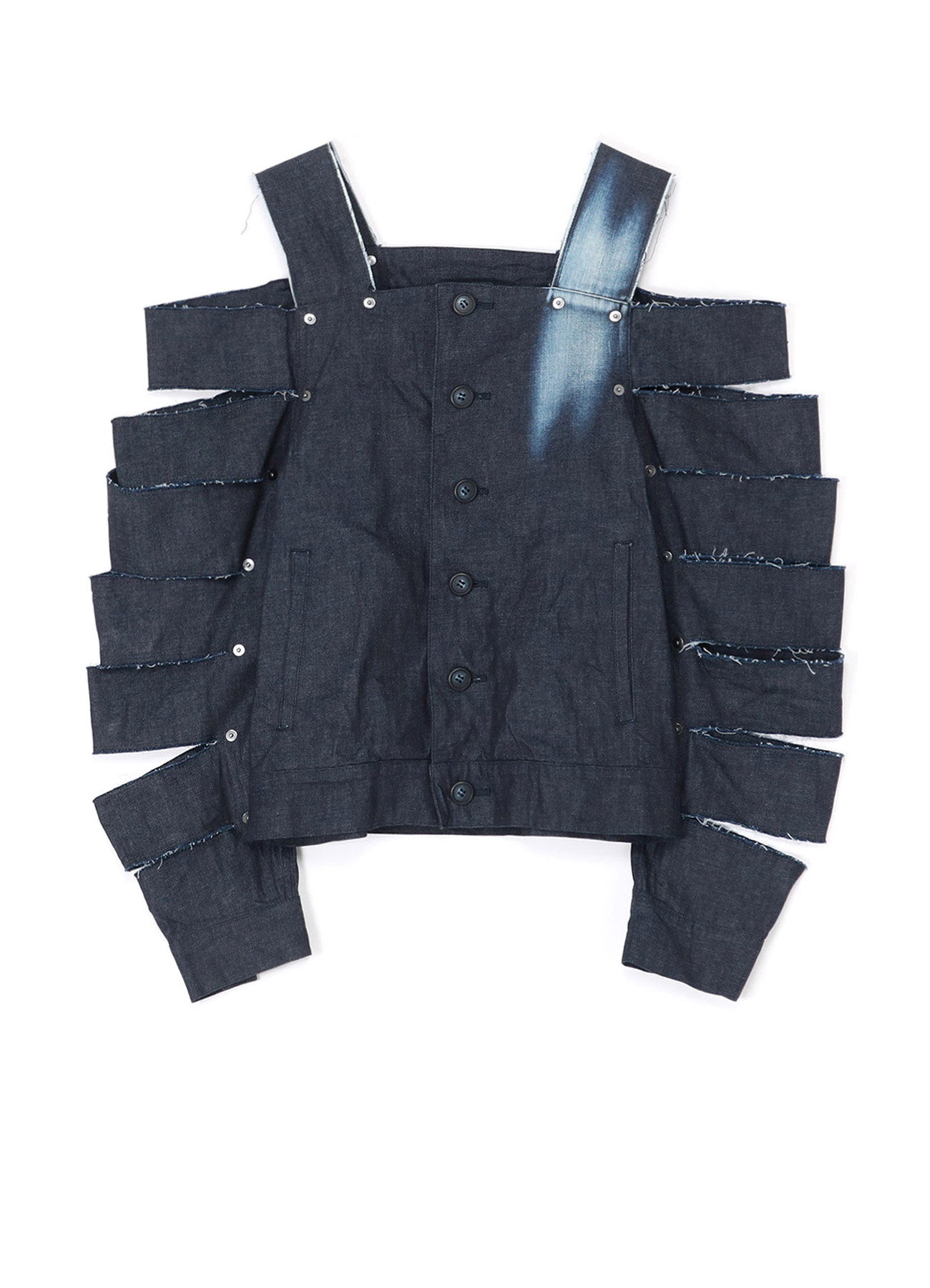 BLEACHED DENIM JACKET WITH CUT-OUT DETAILS