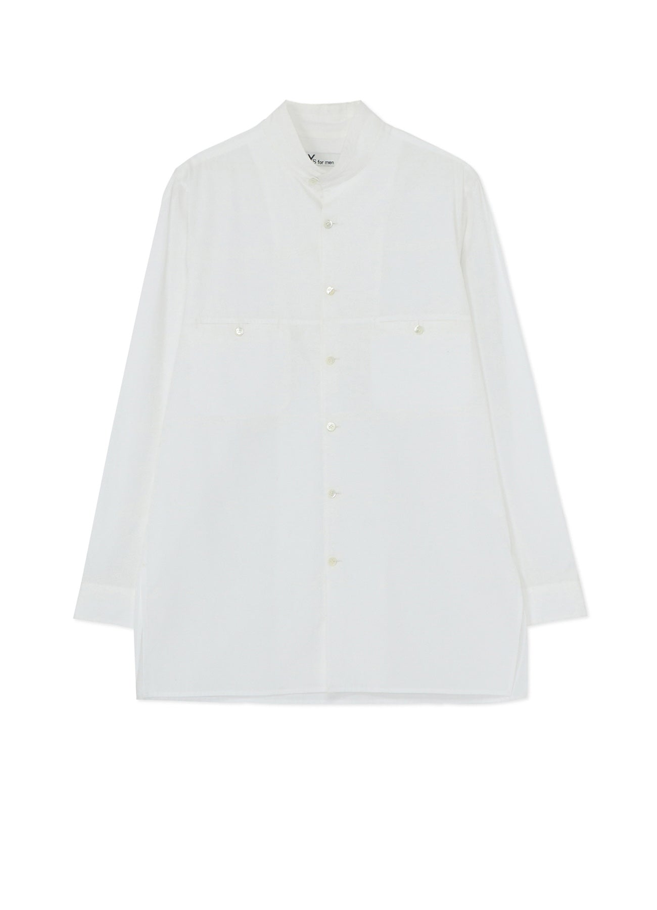 COTTON BROADCLOTH SHIRT WITH STAND-UP COLLAR