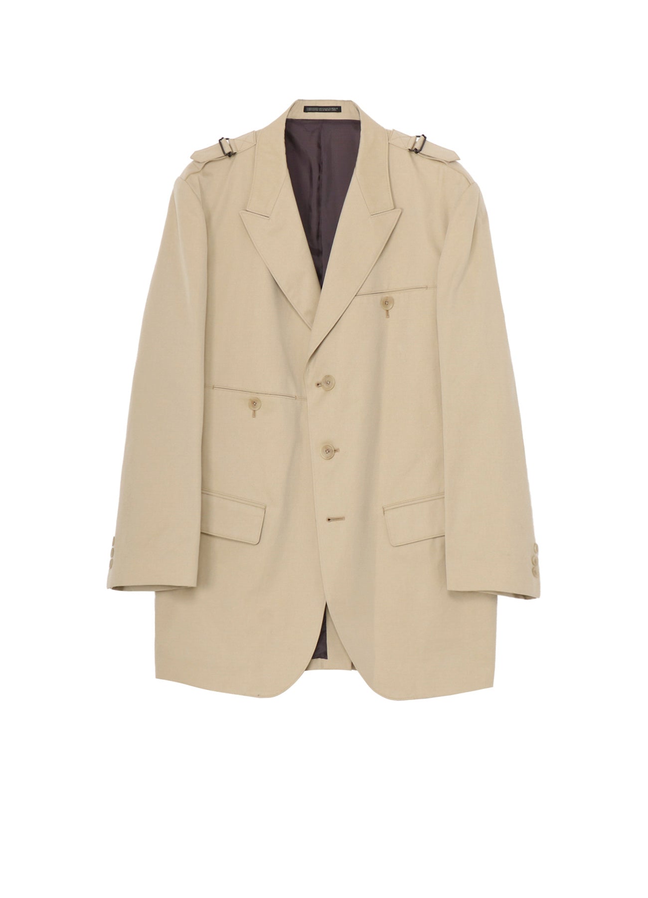 COTTON GABARDINE JACKET WITH SHOULDER BUCKLE PEAKED