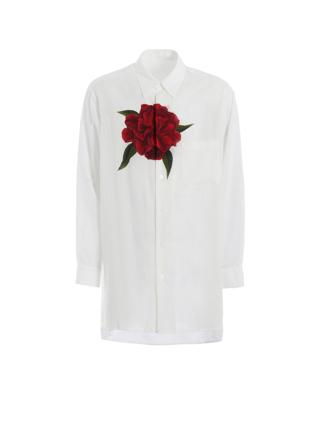 REGULAR COLLAR SHIRT WITH RED FLOWER PRINT