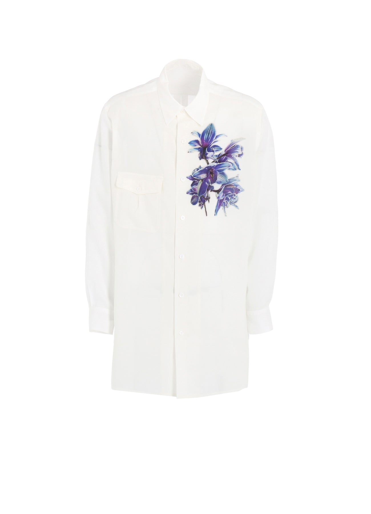 REGULAR COLLAR SHIRT WITH BLUE FLOWER PRINT