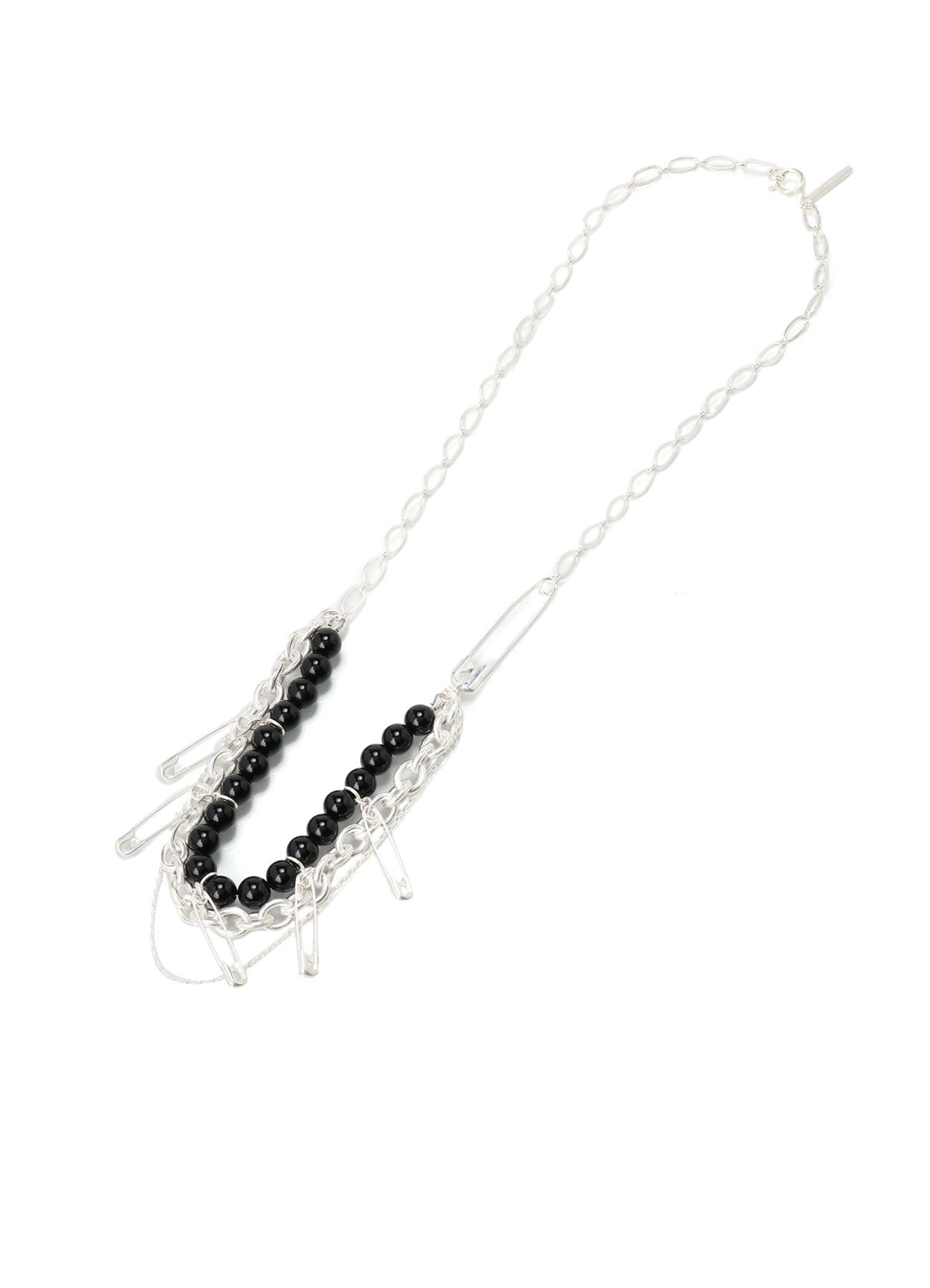 SAFETY PINS ONYX NECKLACE