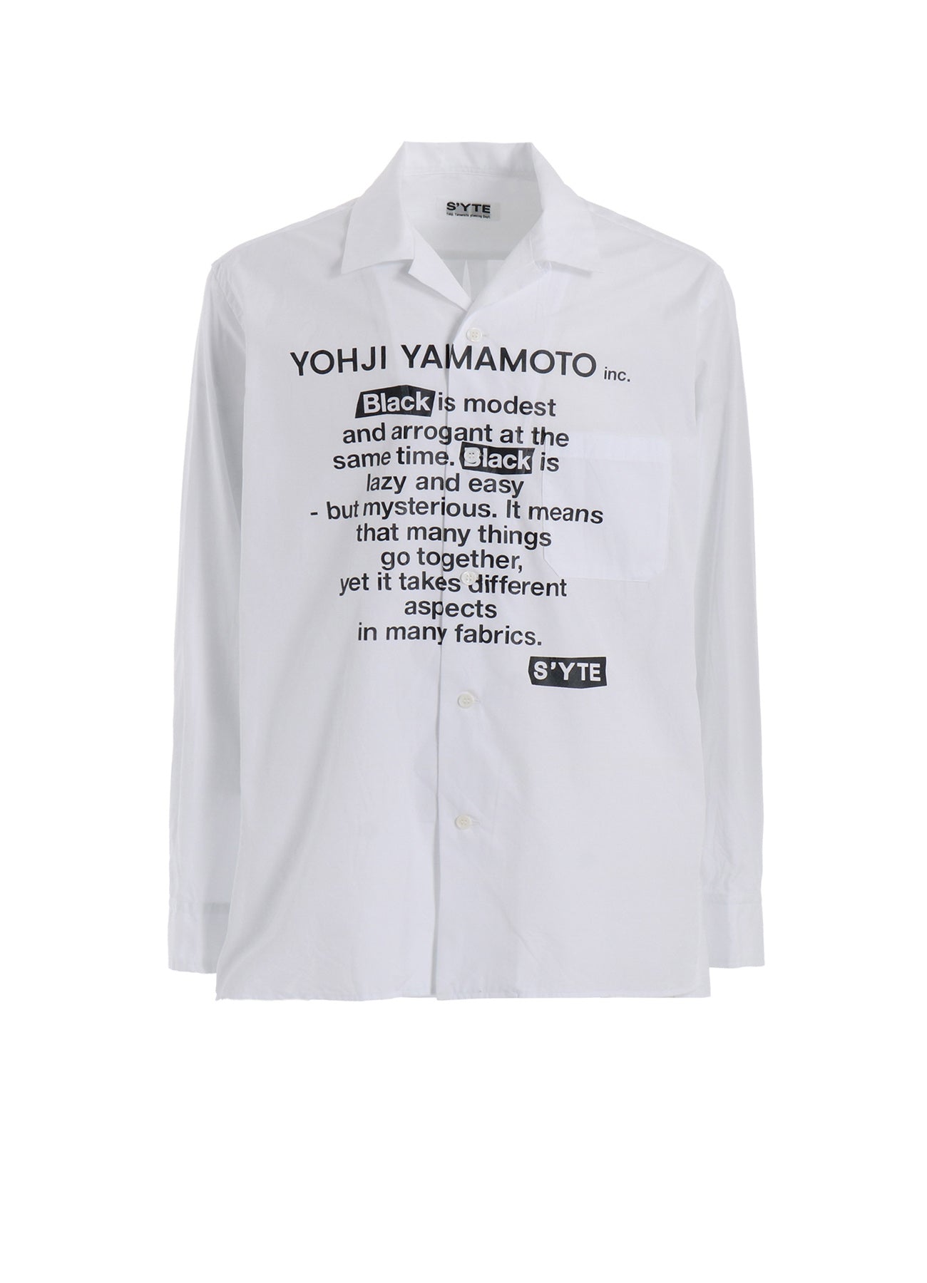 COTTON BROAD「Black is modest」MESSAGE PRINTED SHIRT