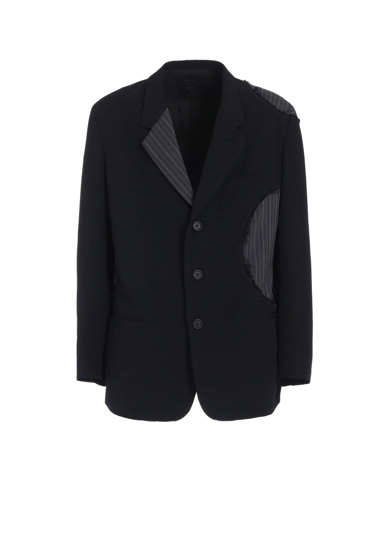 WASHER WOOL GABARDINE CUT-OUT STRIPED JACKET
