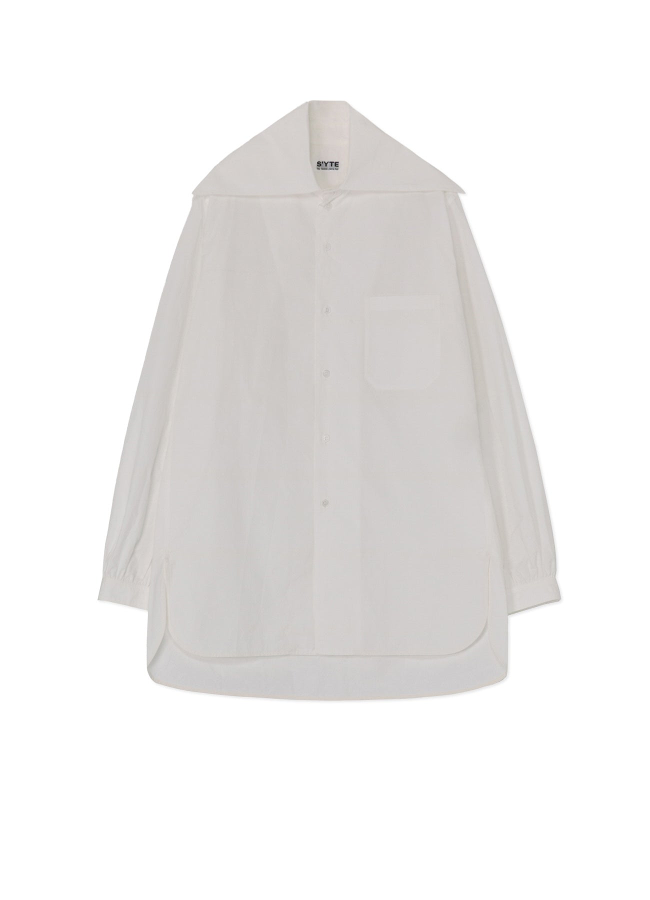 COTTON/LINEN WASHER TYPEWRITER BIG-COLLARED SHIRT