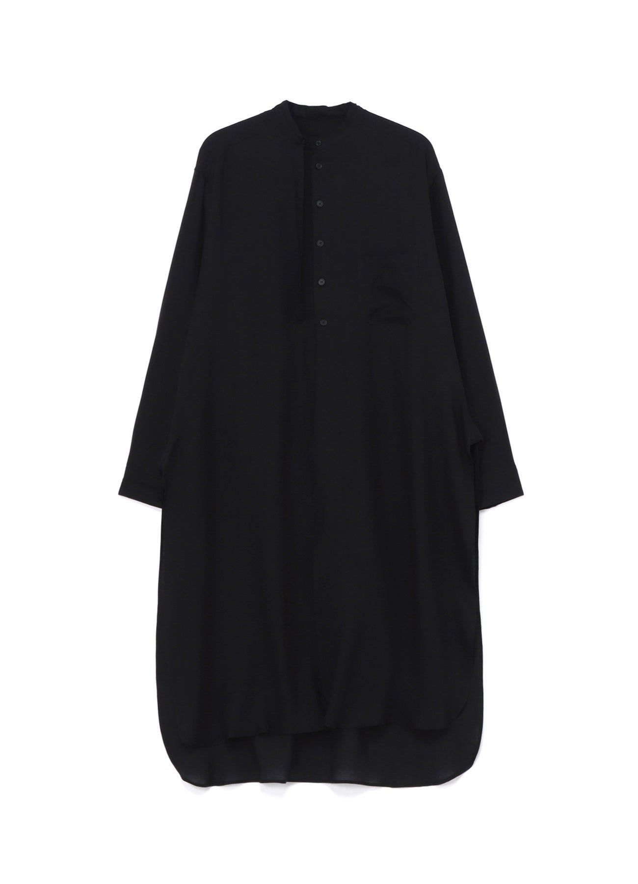 LYOCELL VIERA STAND COLLAR LONG SHIRT WITH ROUNDED HEM