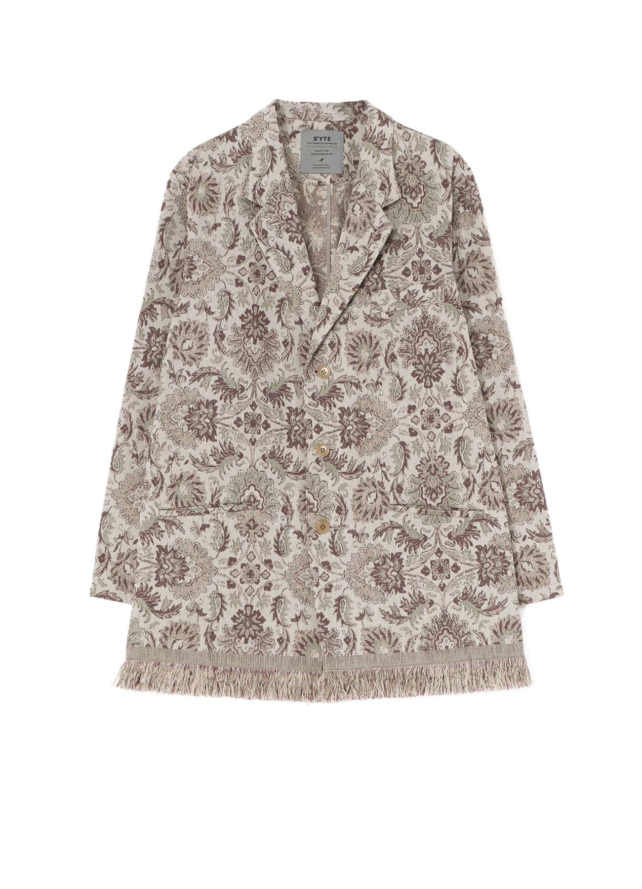 GOBELIN-STYLE JACQUARD SHIRT JACKET WITH FRINGE HEM DESIGN