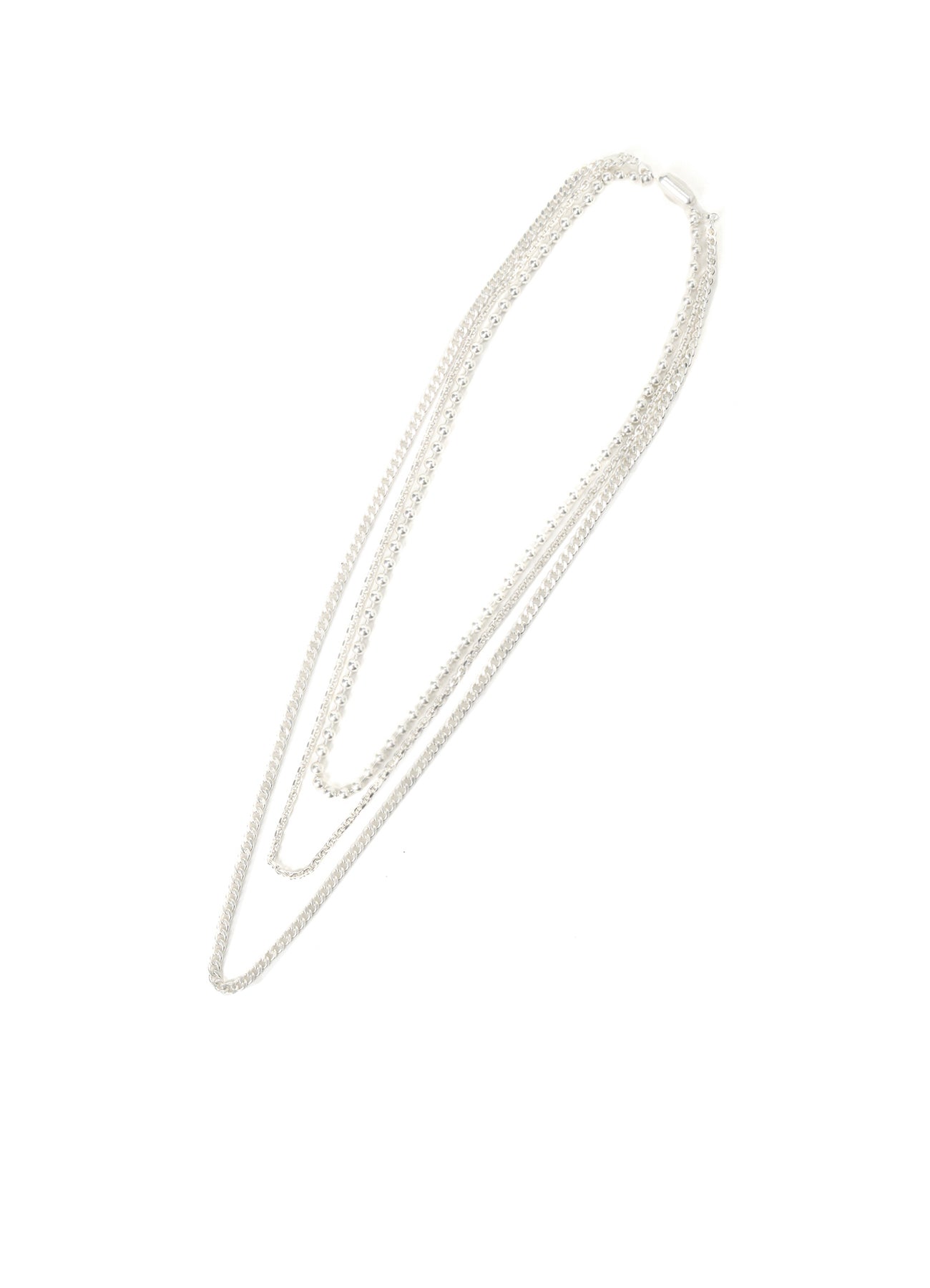 BRASS BALL CHAIN THREE-STRAND NECKLACE