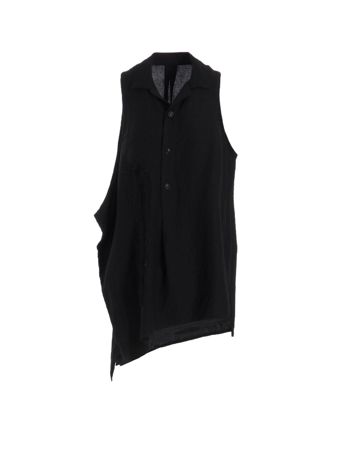 ASYMMETRIC SLEEVELESS BLOUSE WITH LACE