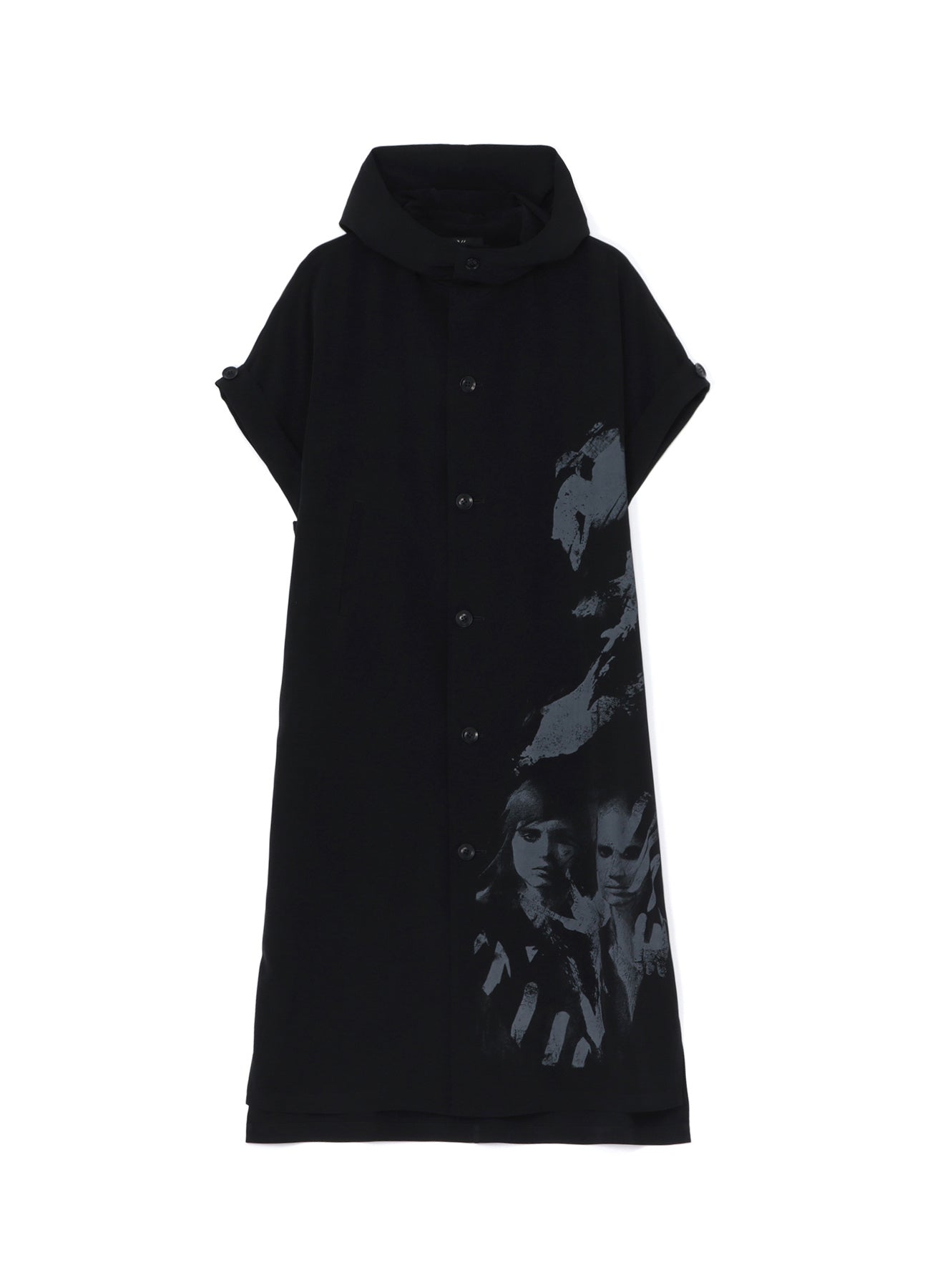 Y's × MAX VADUKUL CREPE de CHINE FRENCH SLEEVE HOODED DRESS