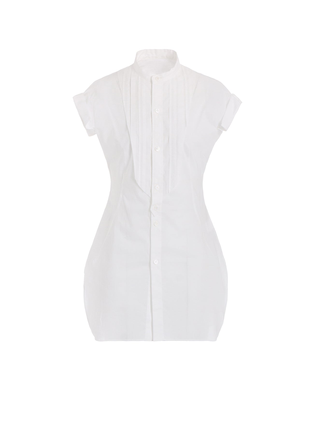 COTTON/LAWN STAND COLLAR SHIRT