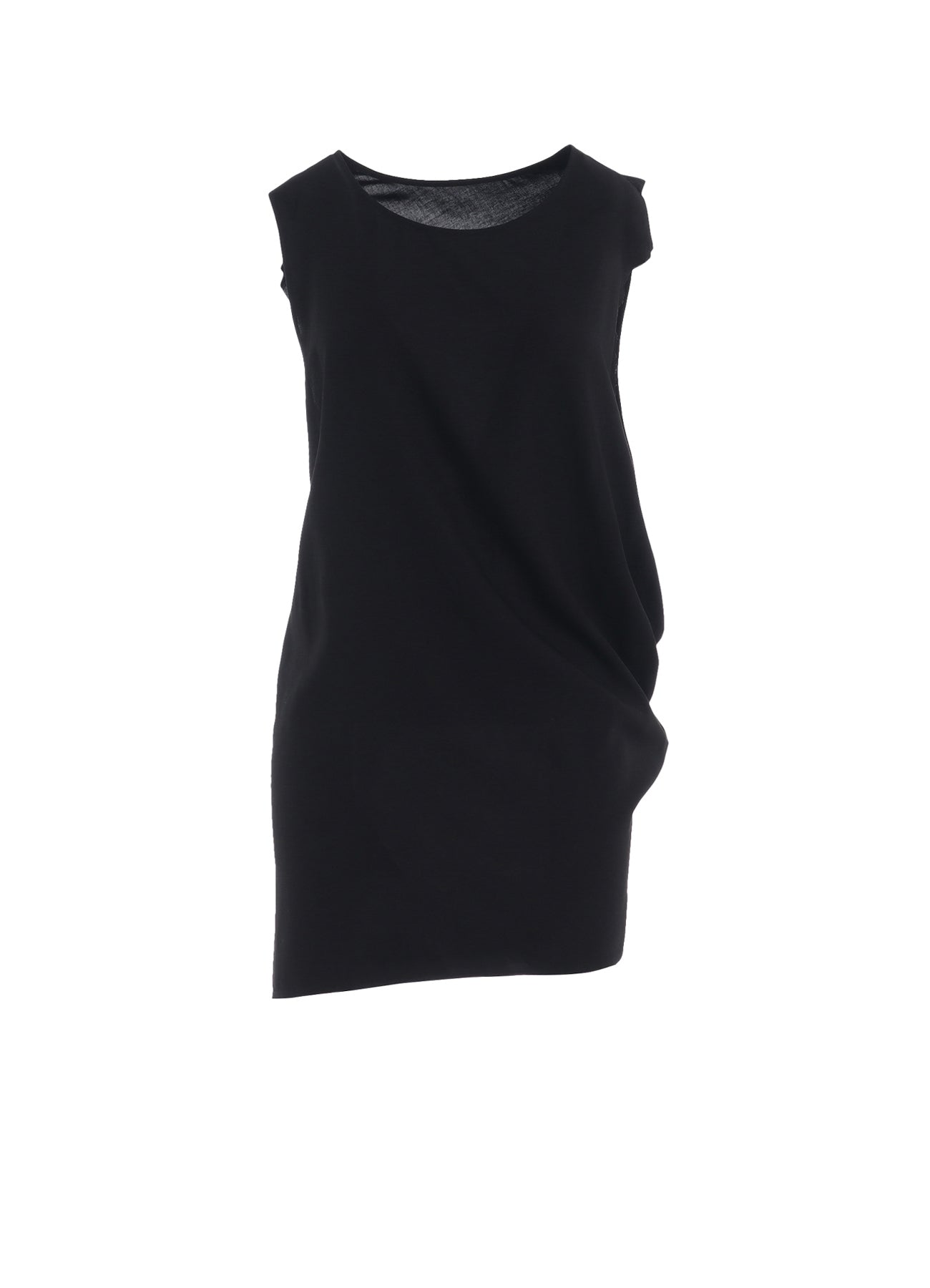 RAYON CAMBRIC SLEEVELESS DRAPE BLOUSE