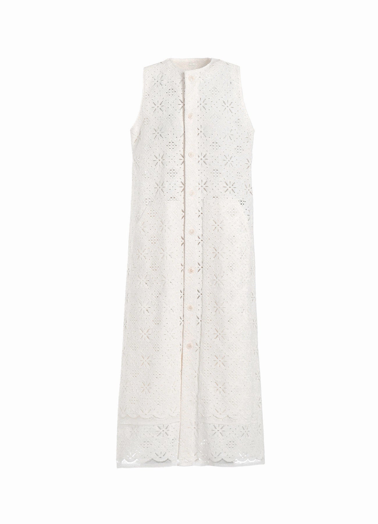 COTTON LACE FRONT OPEN DRESS