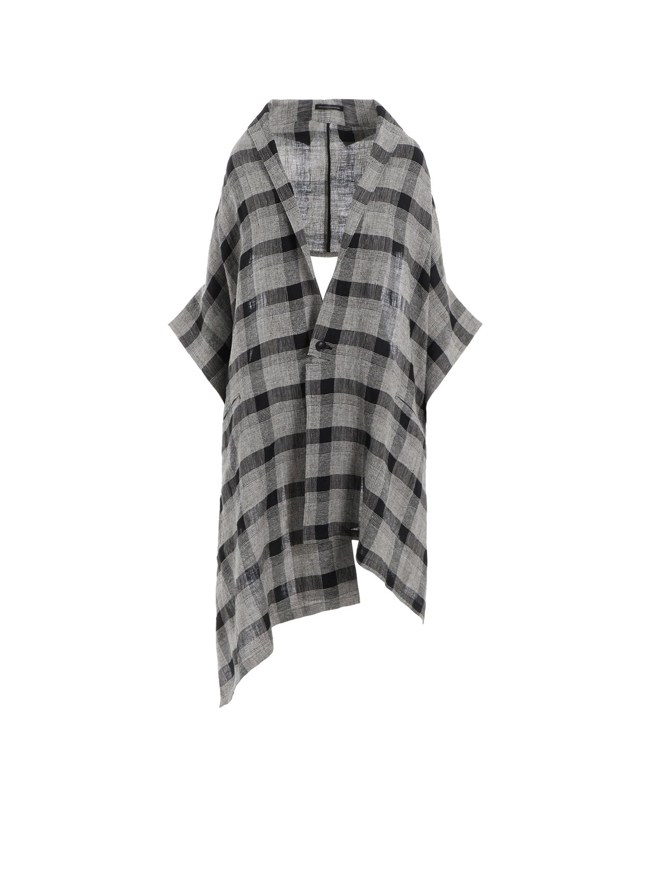 LINEN/SILK PLAID KIMONO JACKET