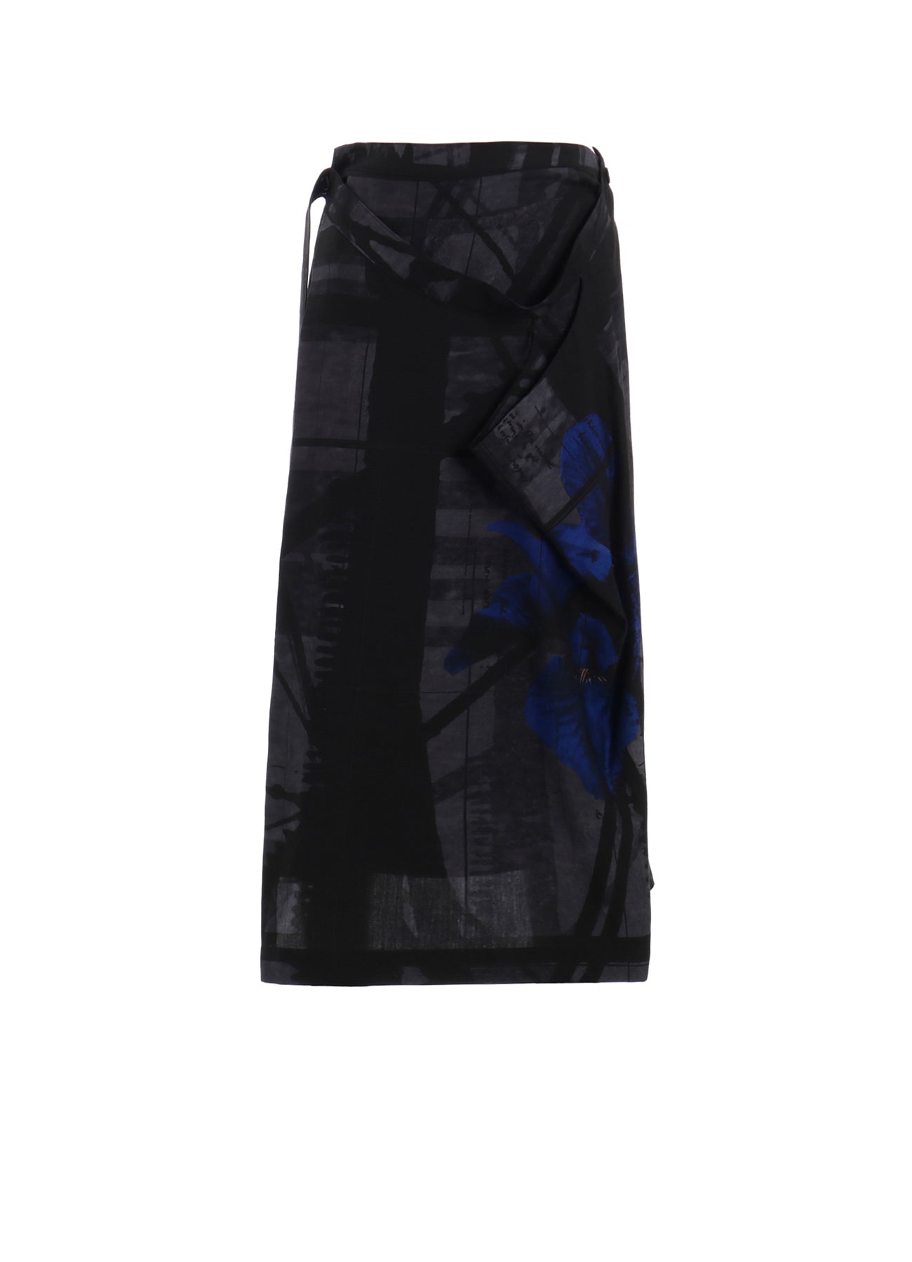 FLOWER&CABLE PRINT DRAPE WRAP SKIRT