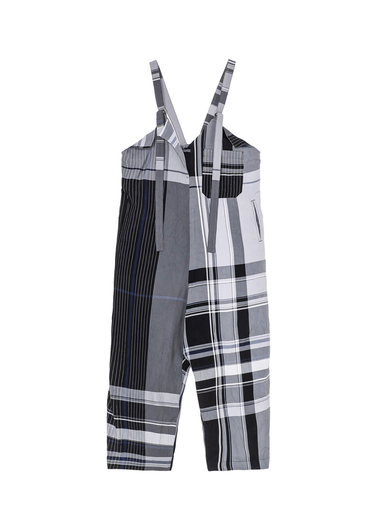 RAYON WRINKLED PLAID SALOPETTE