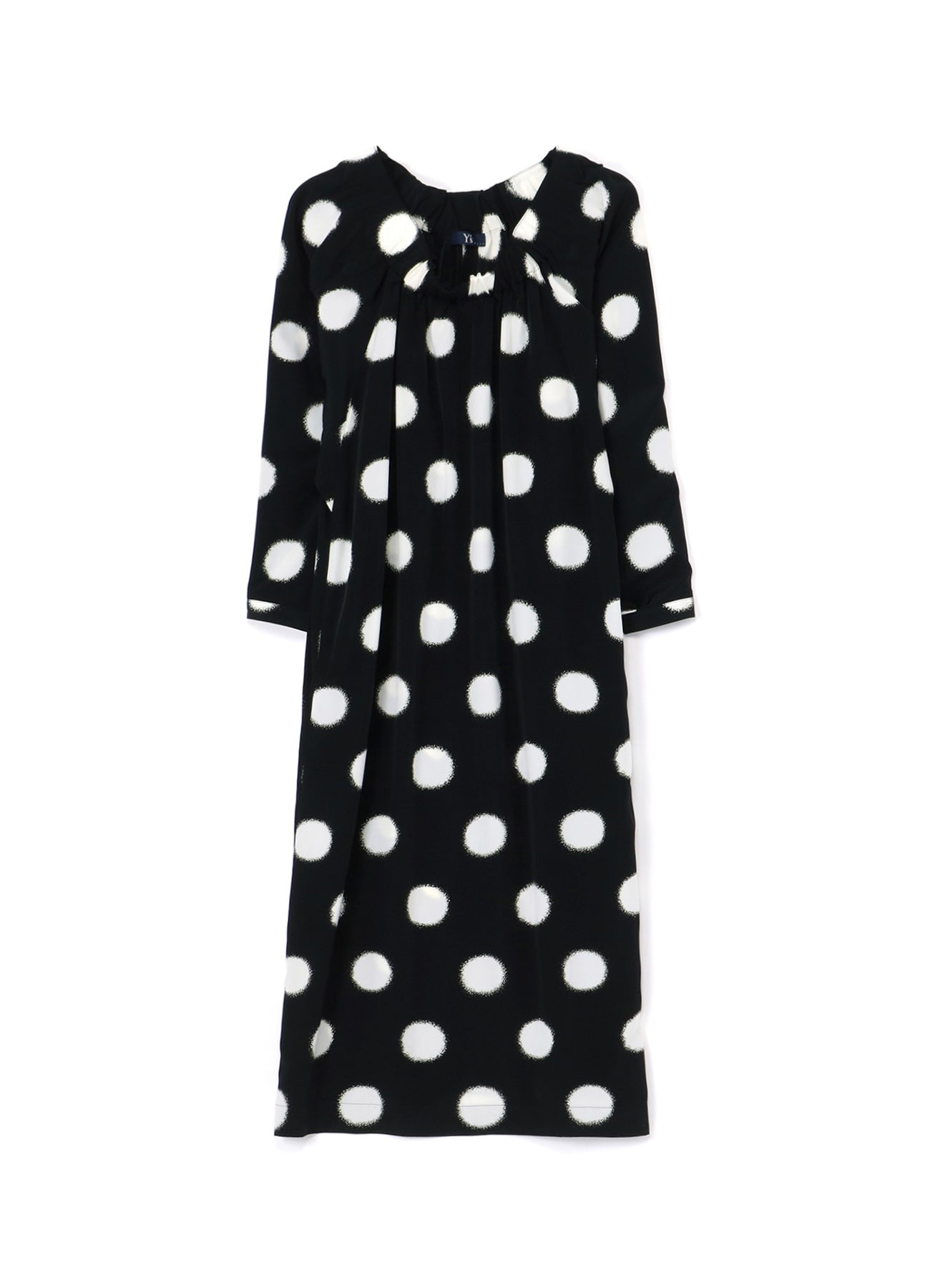 LARGE POLKA DOT CRAPE DE CHINE VOLUME DRESS