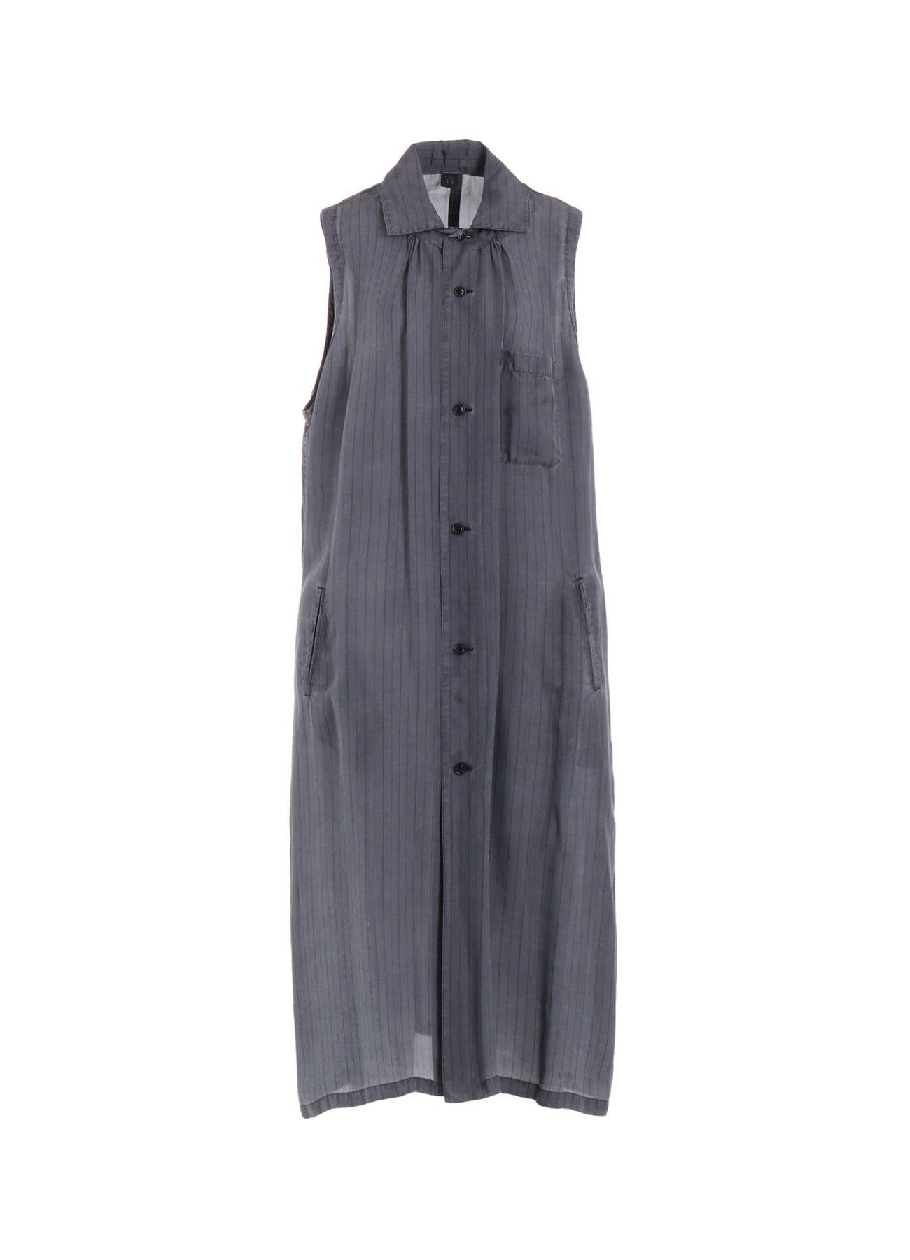 CUPRO STRIPE SLEEVELESS SHIRT DRESS