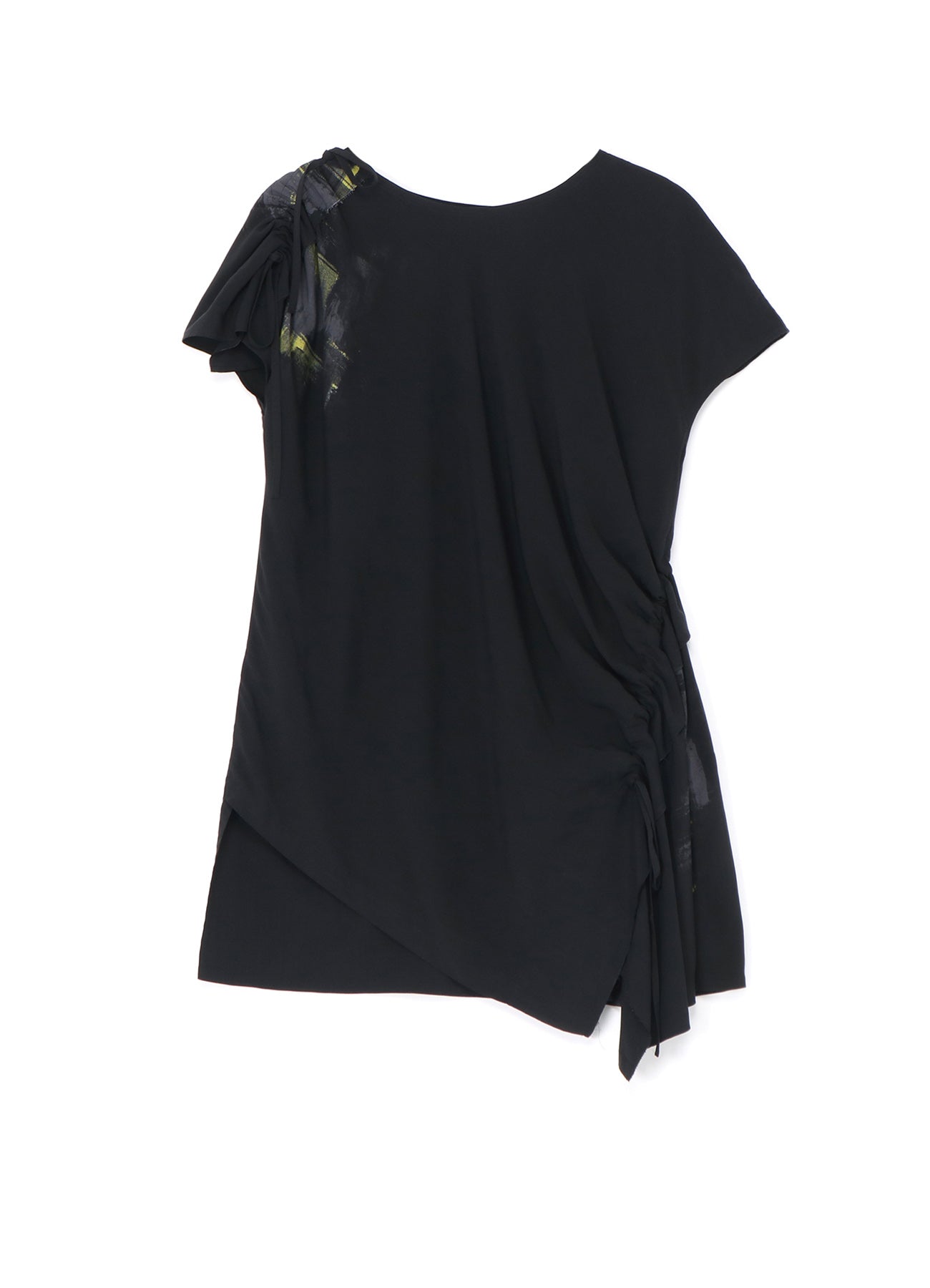 RAYON LAWN T-SHIRT WITH SHIRRING DETAILS